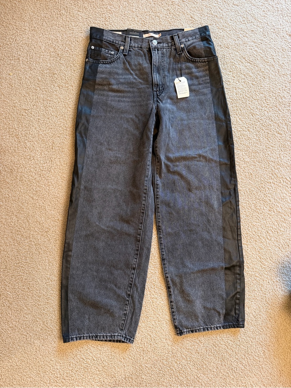Levi's Women's Black Washed Wide-Leg Jeans with Side Panel